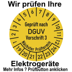 Wir prüfen Ihre Elektrogeräte nach DGUV V3. Hier mehr erfahren.